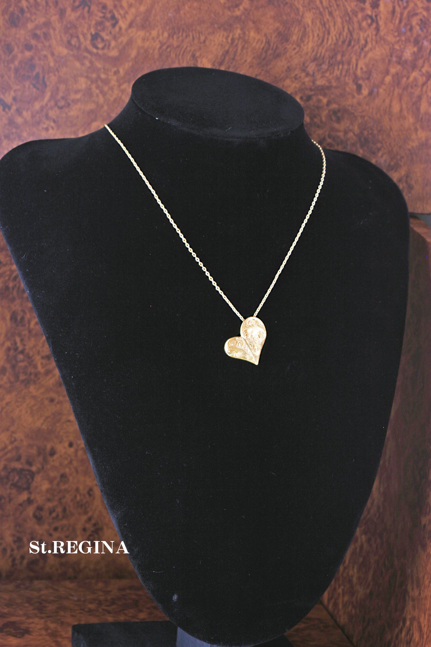 K18ラヴハート・エングレーブPendant